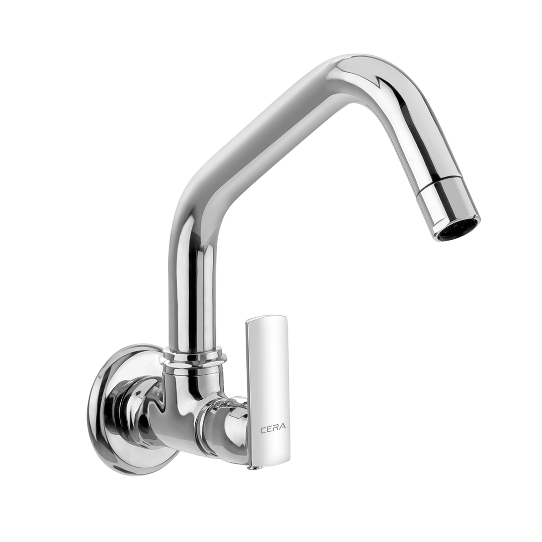 Titanium Single Lever Sink cock 200mm swivel spout & wallflange ...